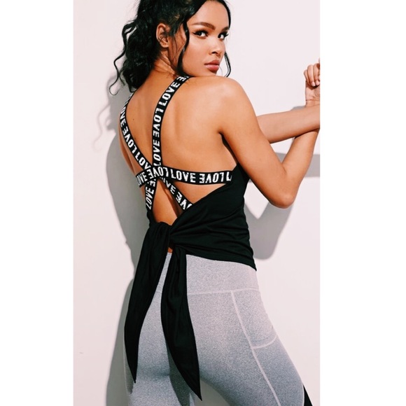 50%off!!! NWT! Urban “LOVE” Tie-up Blk Work-out Top! - Picture 2 of 13